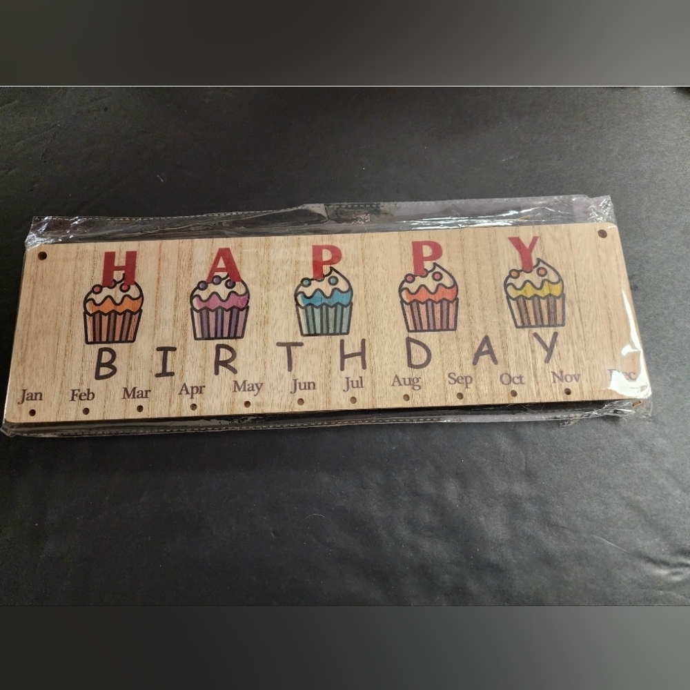 Happy Birthday Wooden Calendar Board Sign Plaque DIY Family‎ New